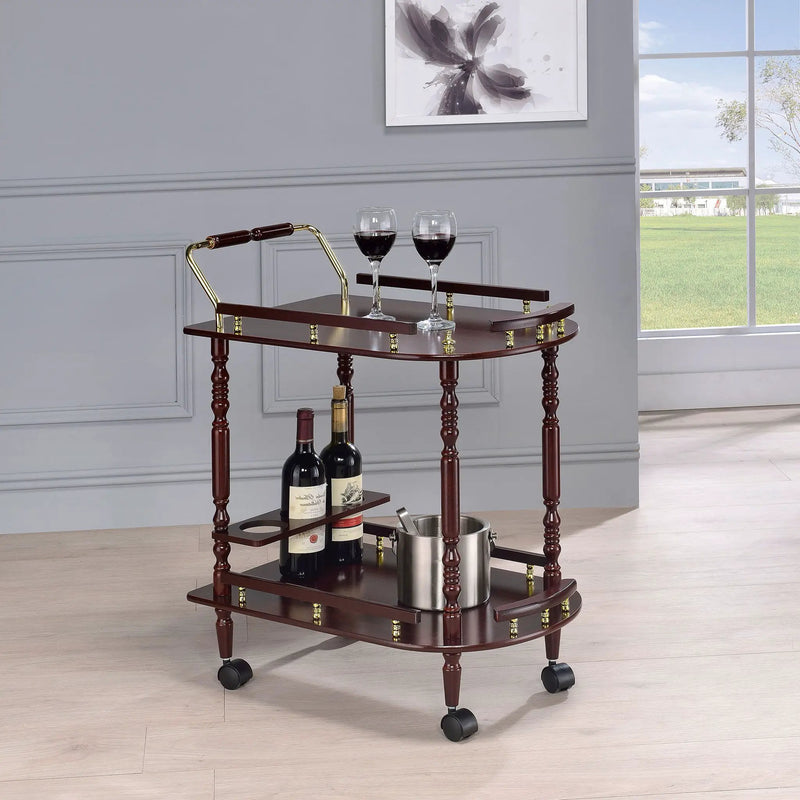 Palmer 2-tier Rectangular Wood Bar Cart Merlot by Unique Piece Furniture