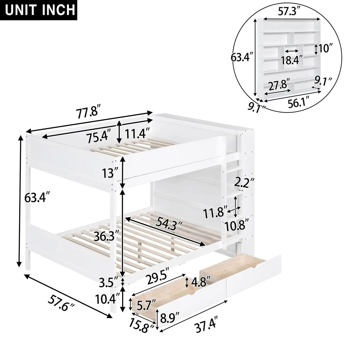 Bunk Bed With 2 Drawers And Multi Layer Cabinet by Unique Piece Furniture