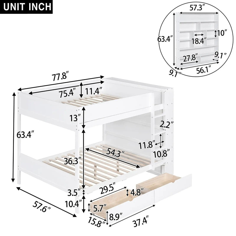 Bunk Bed With 2 Drawers And Multi Layer Cabinet by Unique Piece Furniture