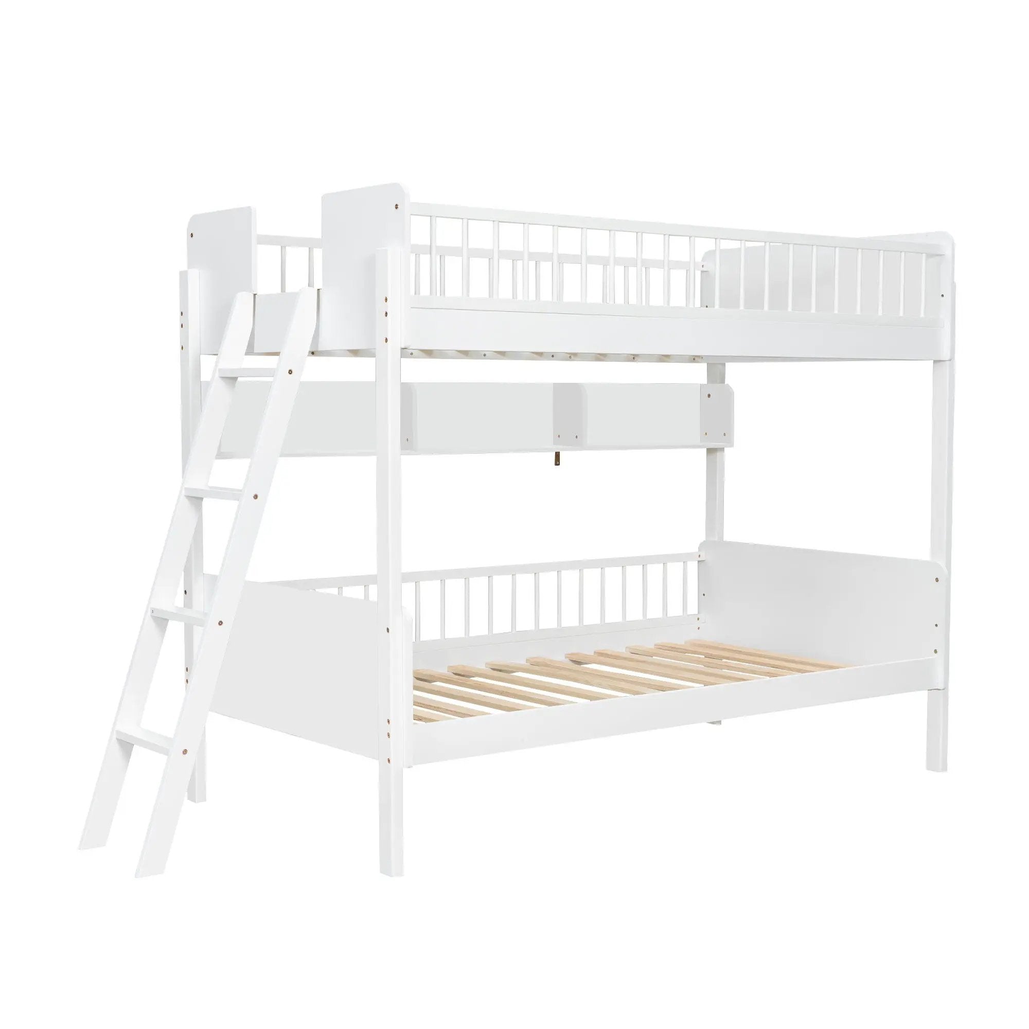 Bunk Bed With 3 Storage Shelves, Adjustable Ladder Left Or Right by Unique Piece Furniture