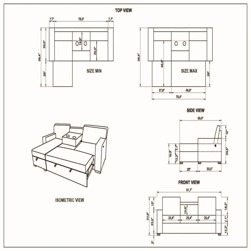 Territory - Pull Out Sofa Bed With Design - Dark Gray by Unique Piece Furniture