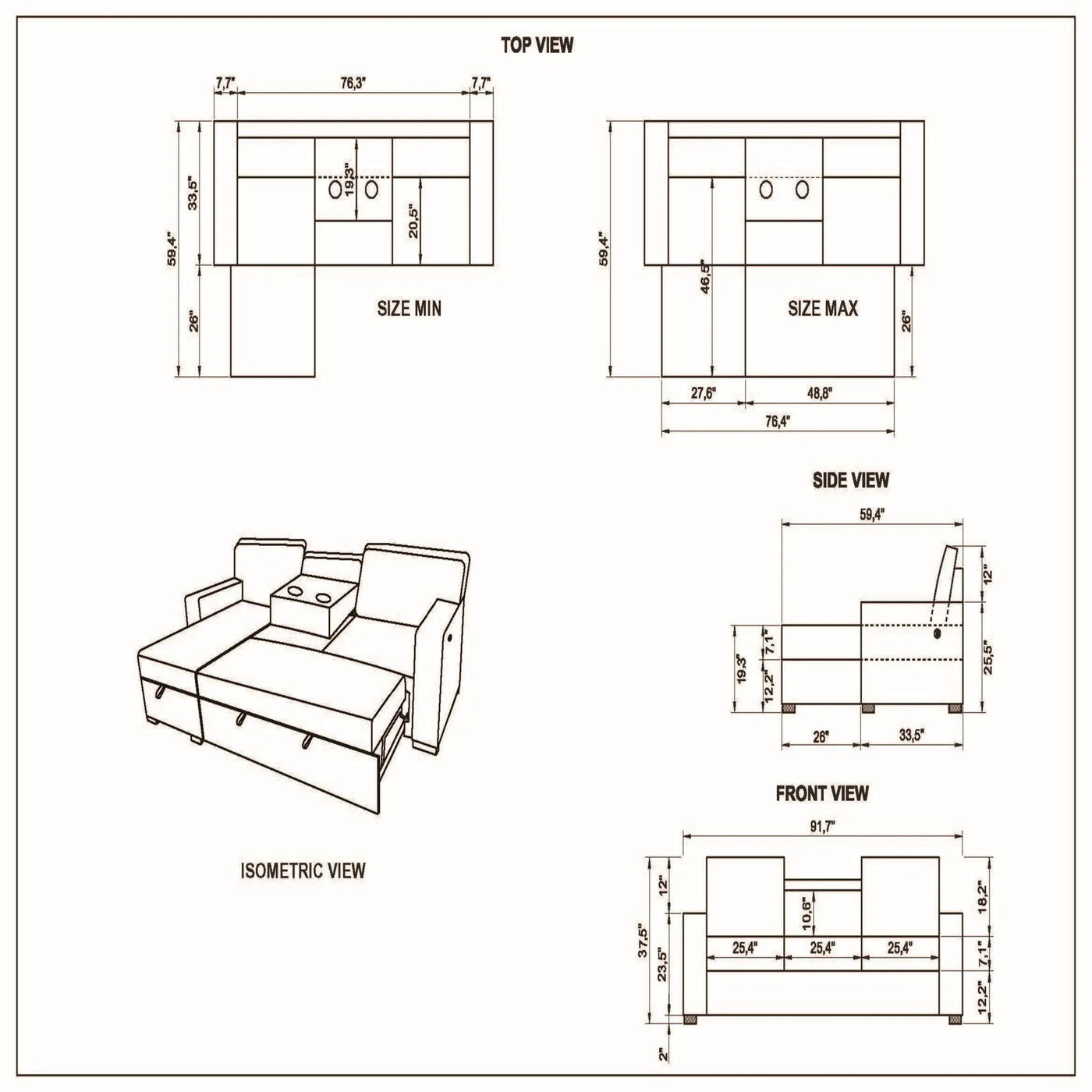 Territory - Pull Out Sofa Bed by Unique Piece Furniture