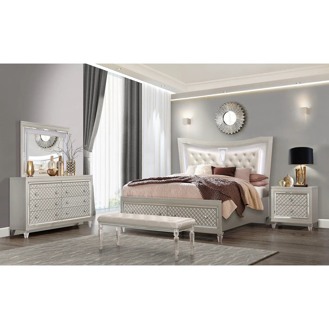 Cross - Elegant Design Bed With LED by HouseOfZazla