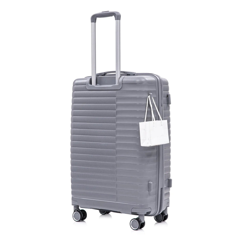 4-Piece PP Spinner Wheel Luggage Set with Cosmetic Case, Light Gray by HouseOfZazla