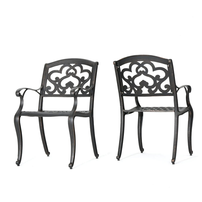Cast Aluminum Dining Chair With Hand Crafted Details - Copper by HouseOfZazla