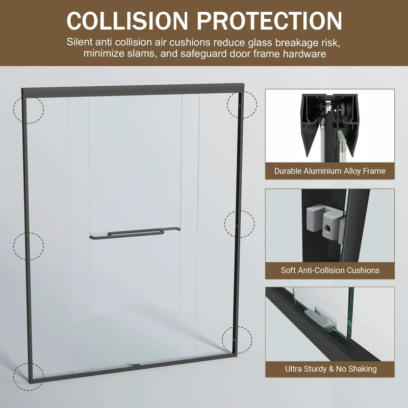 Double Sliding Shower Door, Semi-Frameless Bypass Bathroom Sliding Door With 1/4" (6 Mm) Tempered Glass For Walk-In Shower by HouseOfZazla