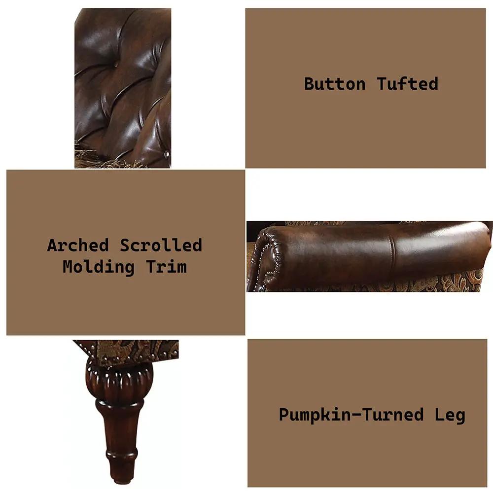 Dreena - Chair With Pillow - Two Tone Brown Synthetic Leather & Chenille Cherry by Unique Piece Furniture