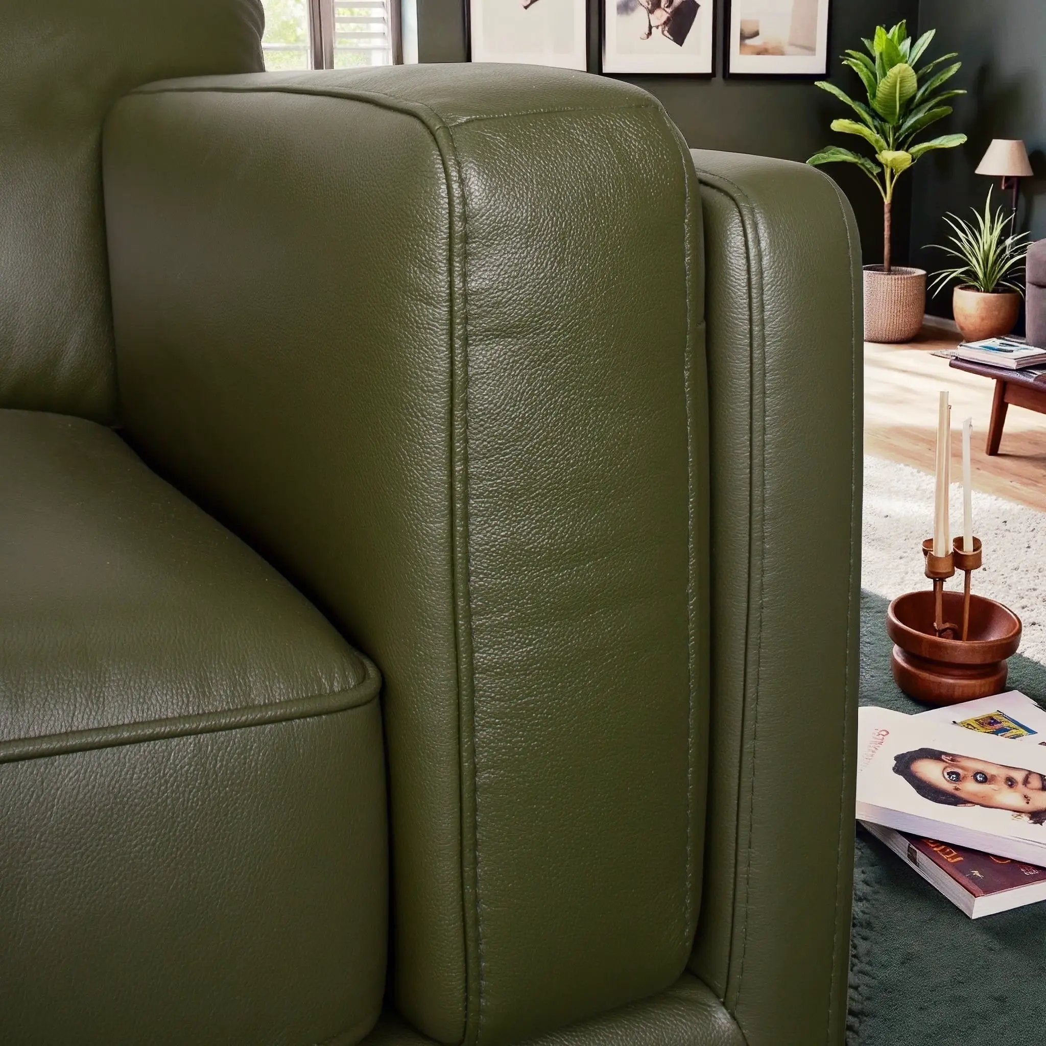 Raleigh Sustainable Wood 3-Seater Top Grain Genuine Leather Sofa by HouseOfZazla