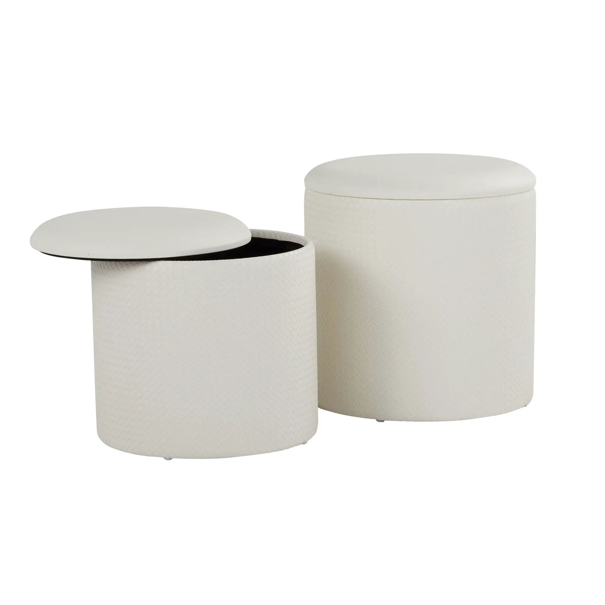 Maverick - Contemporary Nesting Ottoman Set With - Cream by Unique Piece Furniture