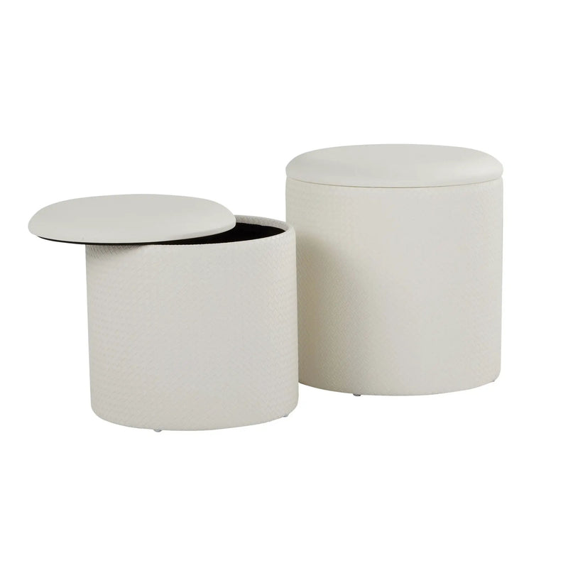 Maverick - Contemporary Nesting Ottoman Set With - Cream by HouseOfZazla