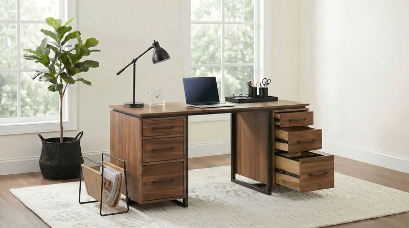 Berhalter 6-Drawer Double Pedestal File Computer Desk by Unique Piece Furniture