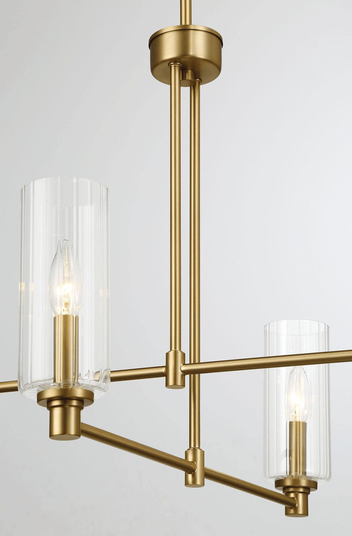 Enigma 4 Lights Chandelier With Clear Ribbed Satin - Antique Brass, photo 7 of 7