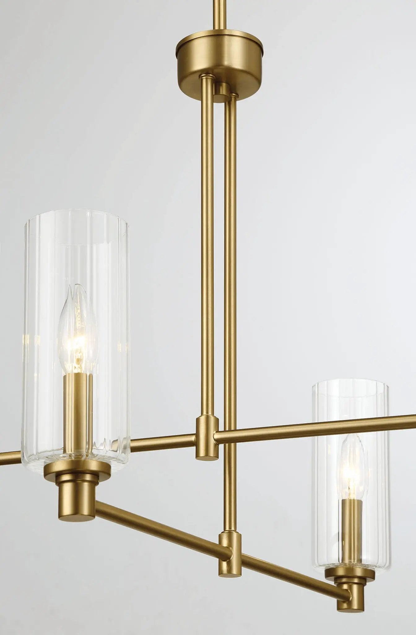 Enigma - 4 Lights Chandelier With Clear Ribbed Satin - Antique Brass / Clear / Gold by HouseOfZazla