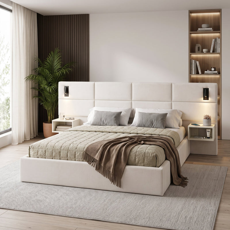 Soft, Comfortable, Luxurious Upholstered Smart Bed with Reading Light - King, photo 3 of 10