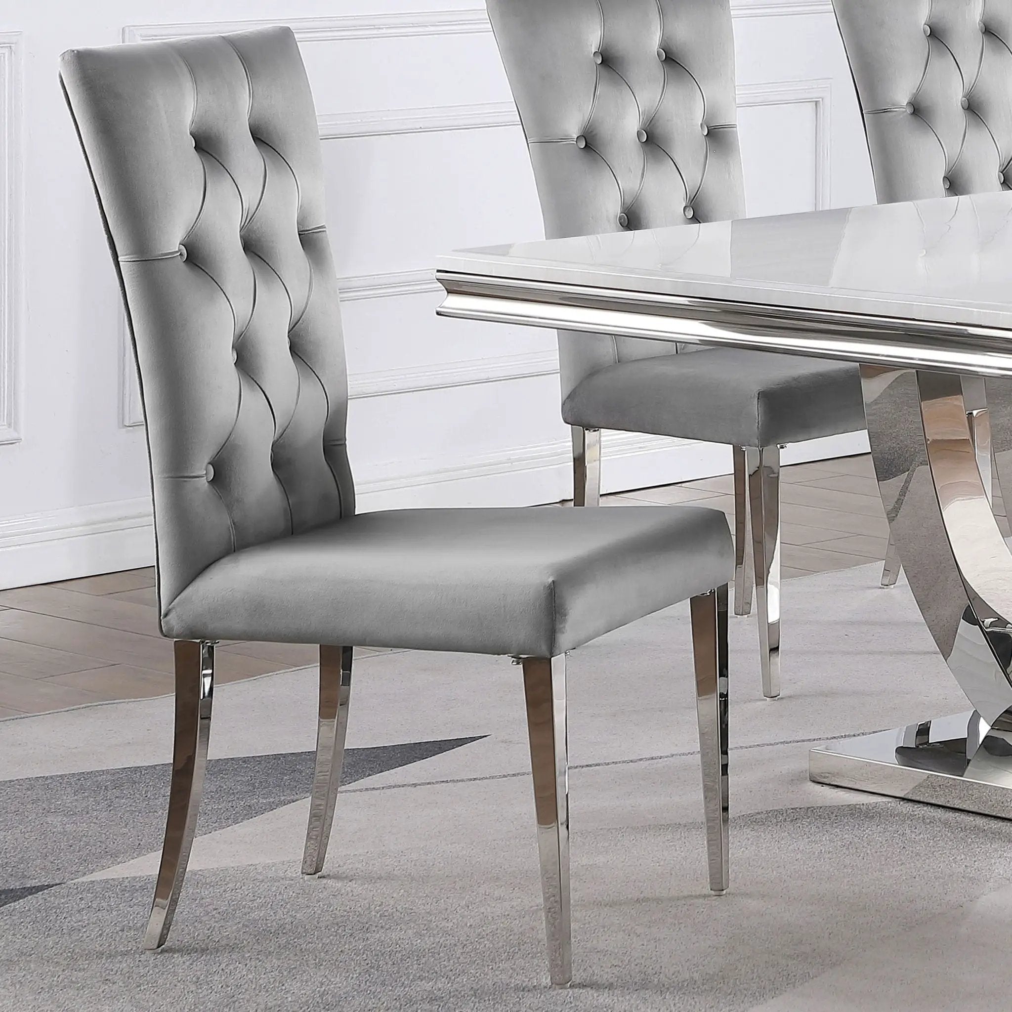 Kerwin Velvet Upholstered Dining Side Chair Grey (Set of 2) by Unique Piece Furniture