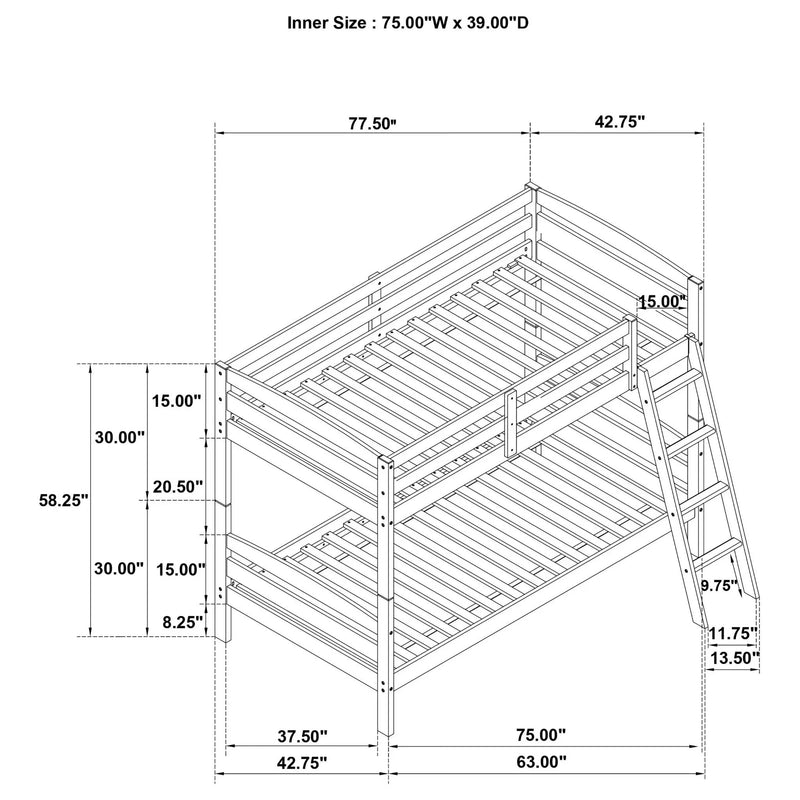 Kerr - Twin Over Twin Bunk Bed - Gray by HouseOfZazla