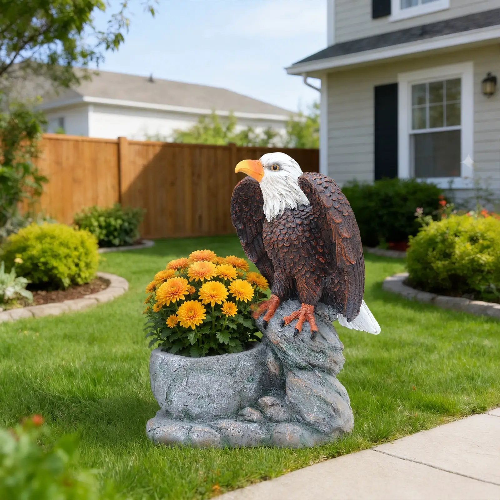Standing Eagle Statue Garden Planter by HouseOfZazla