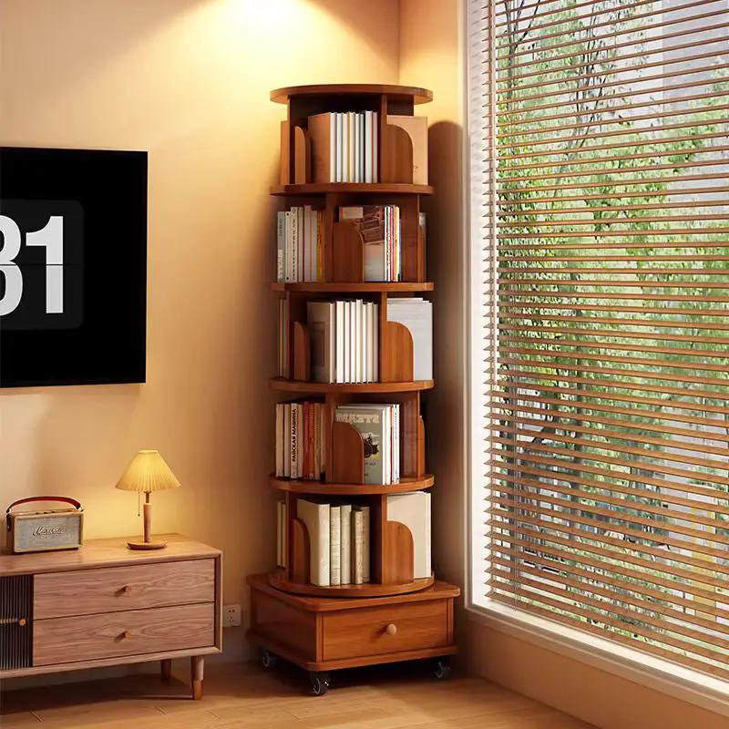 Upgraded Rotating Bookshelf - 360 Display Corner Bookcase by HouseOfZazla