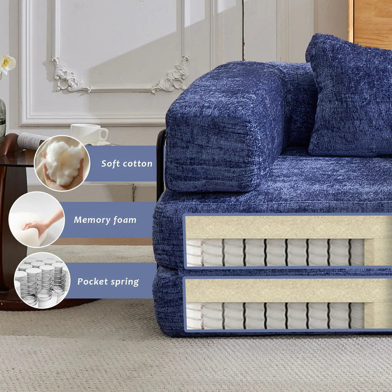 Convertible Floor Sofa Bed With Pillow Back Support Armrest by Unique Piece Furniture