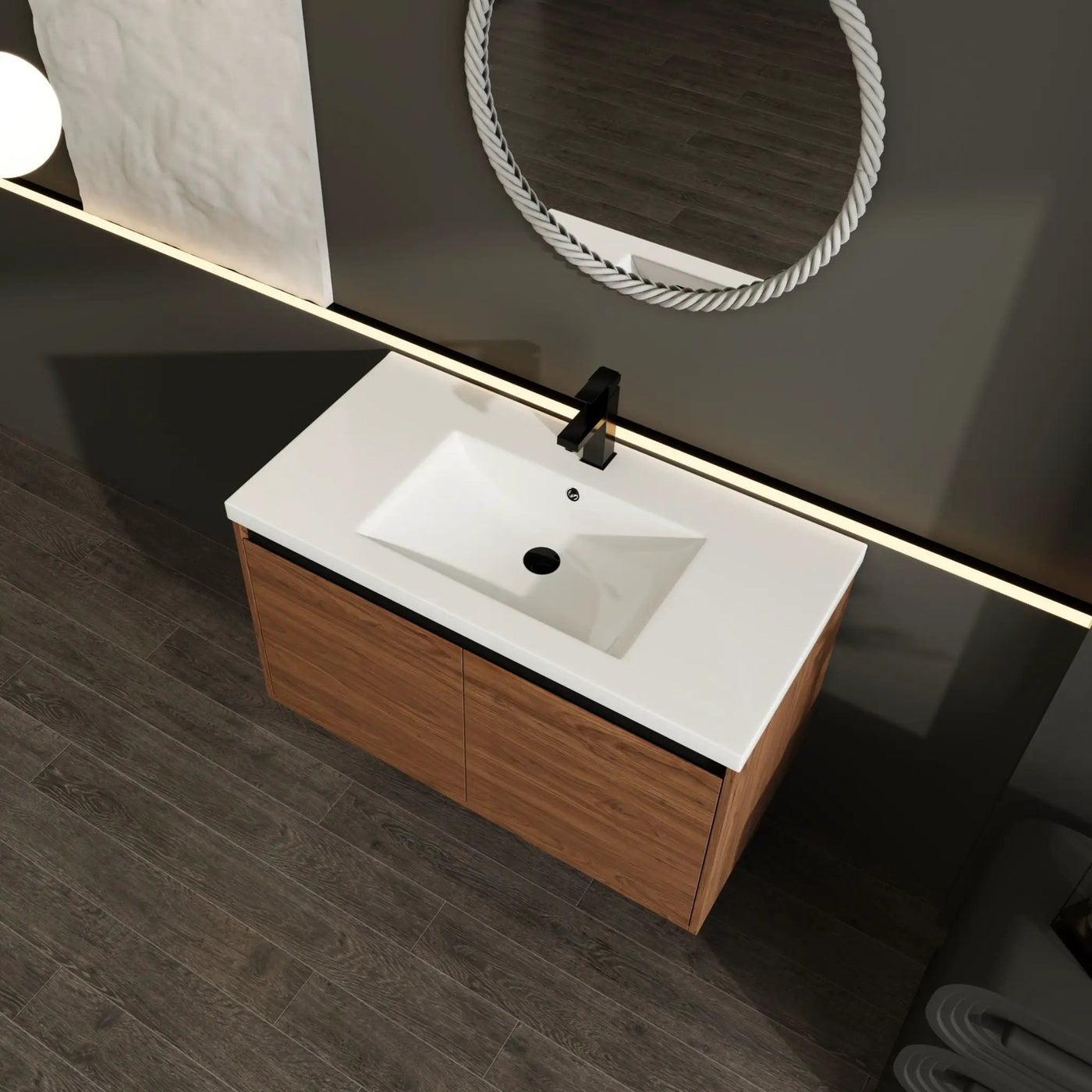 Bathroom Vanity Set With Resin Countertop Sink And 2 Doors, Engineered Wood by HouseOfZazla