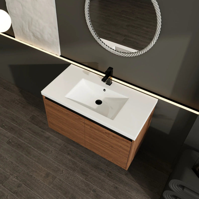 Bathroom Vanity Set With Resin Countertop Sink And 2 Doors, Engineered Wood by HouseOfZazla