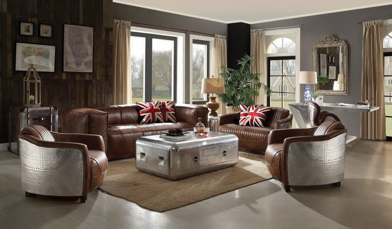 Brancaster - Grain Leather Sofa - Brown by Unique Piece Furniture