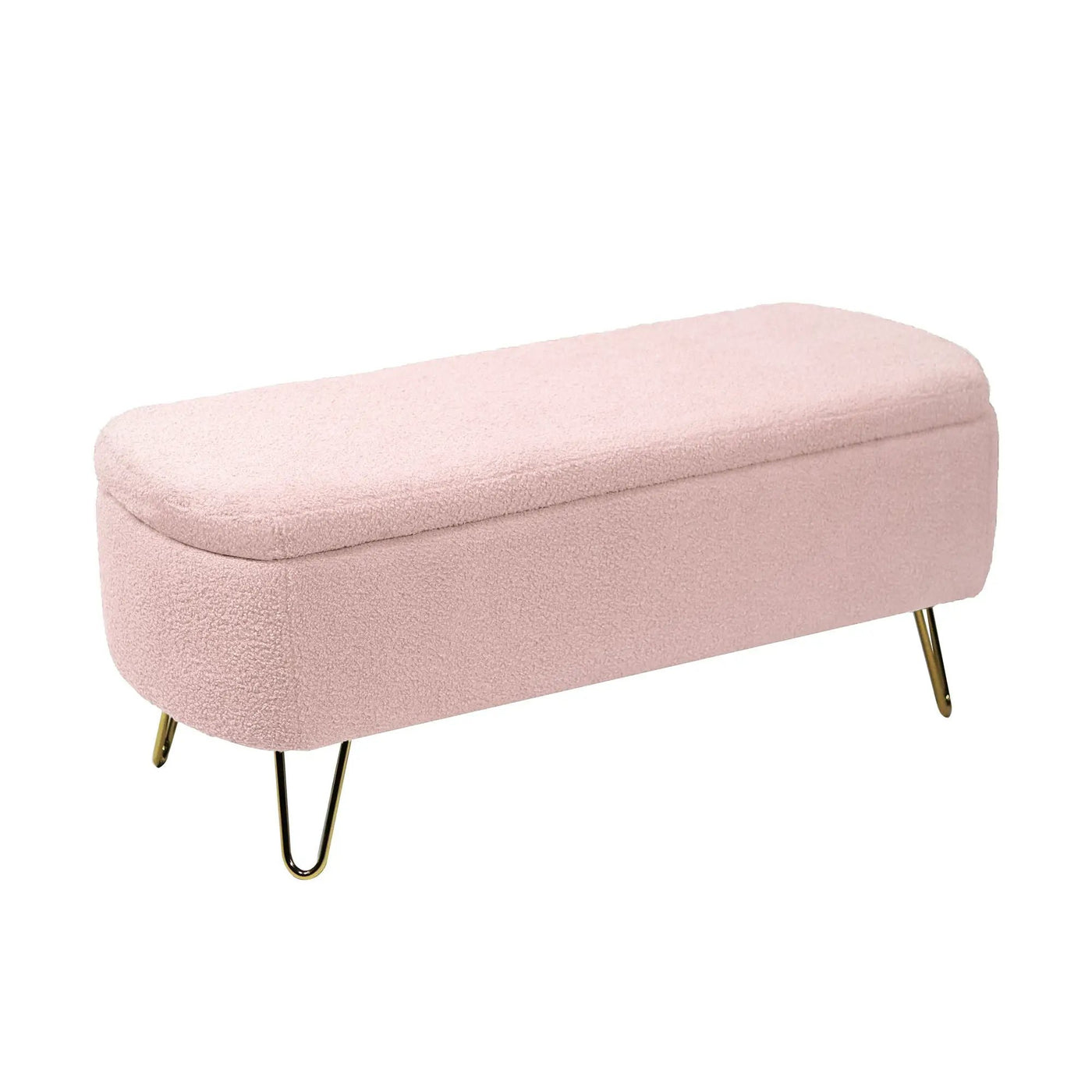 Storage Ottoman Bench For End Of Bed Legs, Modern Camel Faux Fur Entryway Bench Upholstered Padded With Storage For Living Room Bedroom by HouseOfZazla
