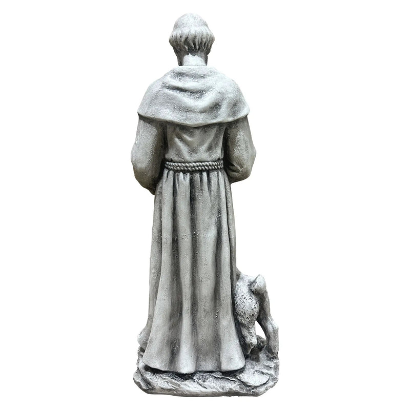 Magnesium Oxide Saint Statue With Lamb Weatherproof Religious Sculpture by HouseOfZazla