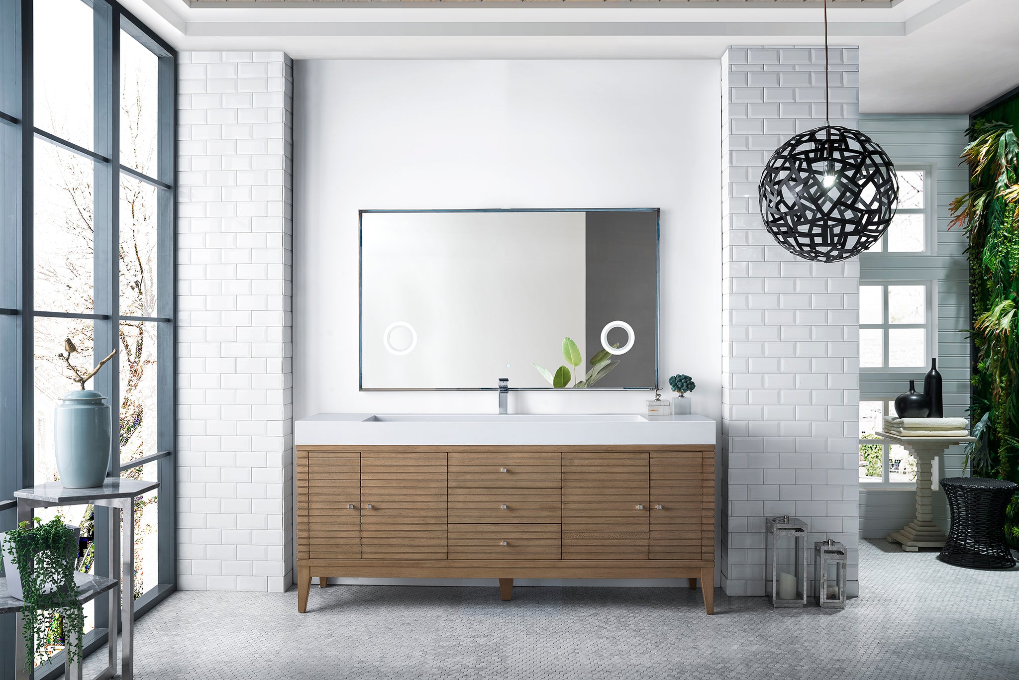 James Martin Linear 72" Single Bathroom Vanity, Whitewashed Walnut by James Martin