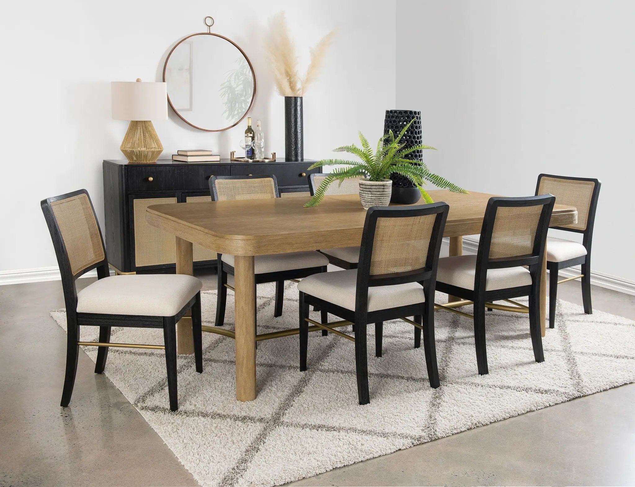 Arini 7-piece Extension Leaf Dining Table Set Sand Wash and Black by Unique Piece Furniture