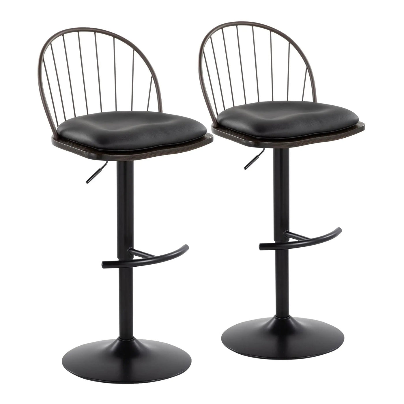 Riley - Farmhouse Adjustable Height Barstool With Swivel With Rounded T Footrest (Set of 2) by HouseOfZazla