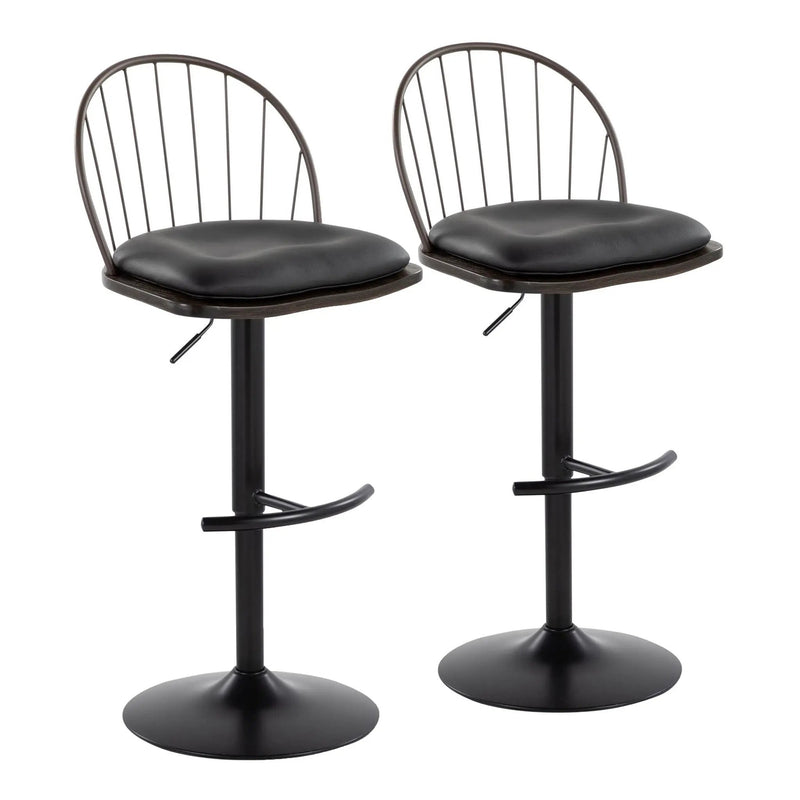 Riley - Farmhouse Adjustable Height Barstool With Swivel With Rounded T Footrest (Set of 2) by HouseOfZazla