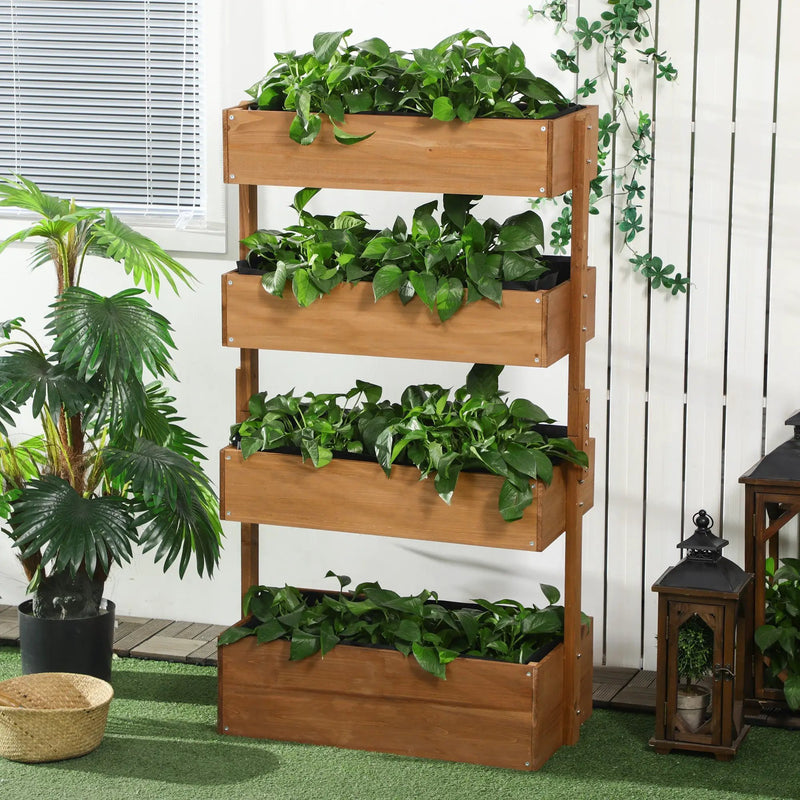 Outsunny Vertical Garden Planter - Wooden 4 Tier Planter Box by HouseOfZazla