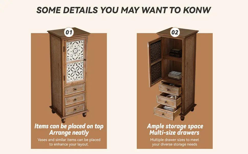 Rustic Wooden Storage Cabinet with Decorative Cutout Door & 3 Drawers by HouseOfZazla