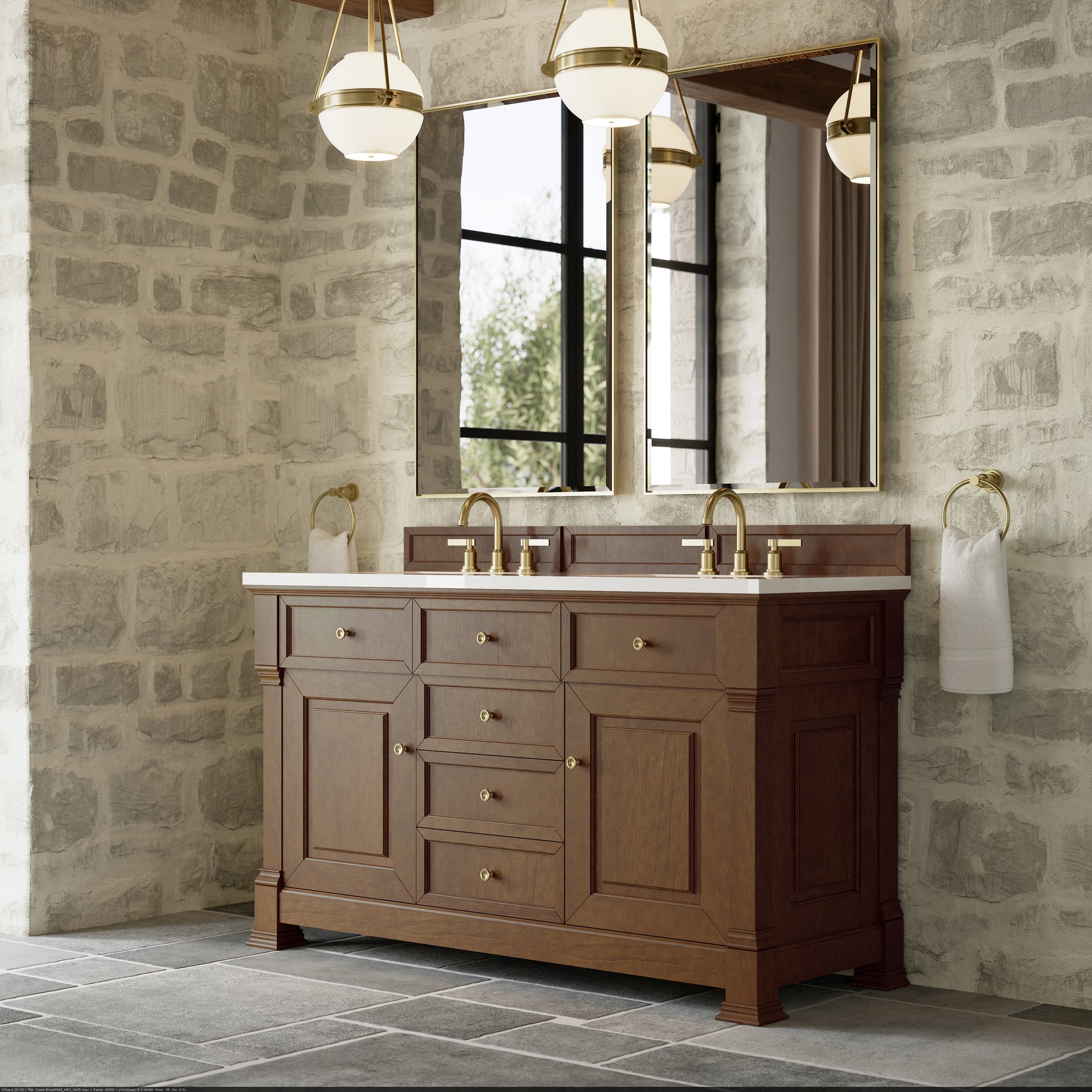 James Martin Brookfield 60" Double Bathroom Vanity, Honey Oak by James Martin