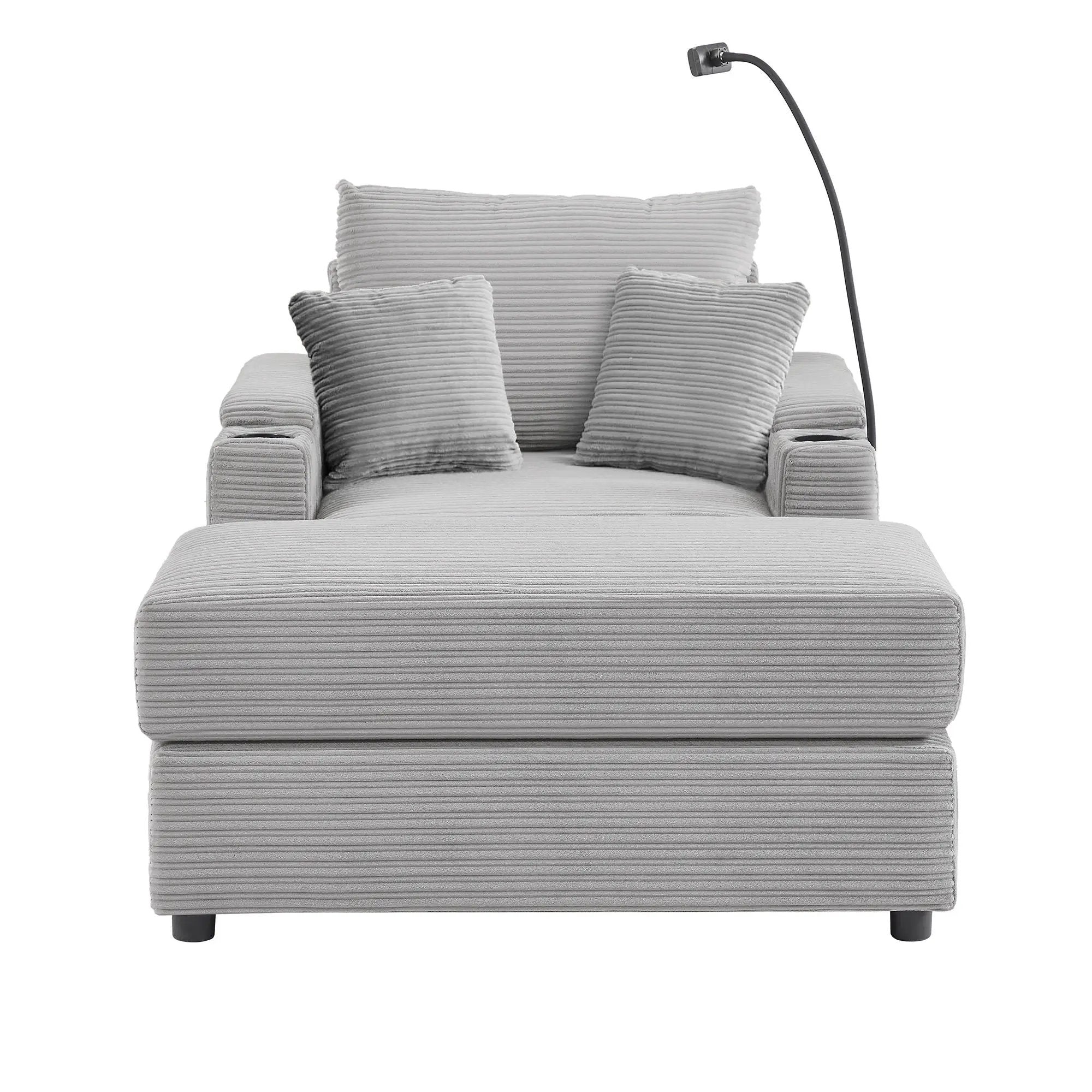 Modern Style Loveseat Sofa Sectional Sofa Couch With Storage Space, A Movable Ottoman, Two USB Ports, Two Cup Holders, A Phone Holder For Living Room by HouseOfZazla