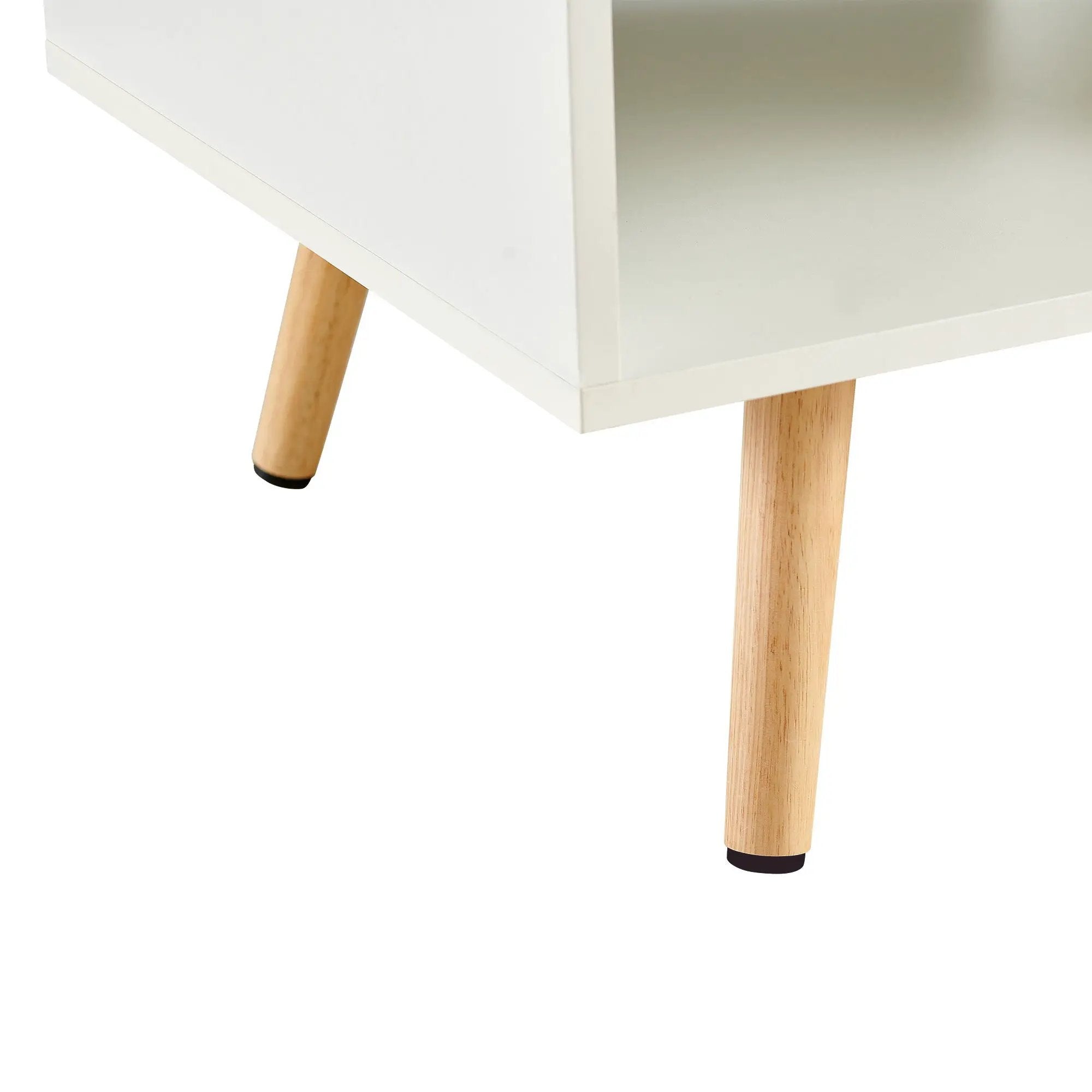Modern Rectangle Coffee Table With Legs, Sliding Drawer For Storage - White