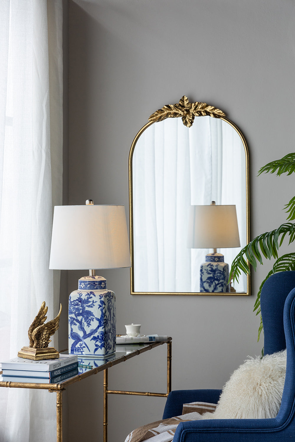 13x25' Blue and White Ceramic Vase Lamp by HouseOfZazla