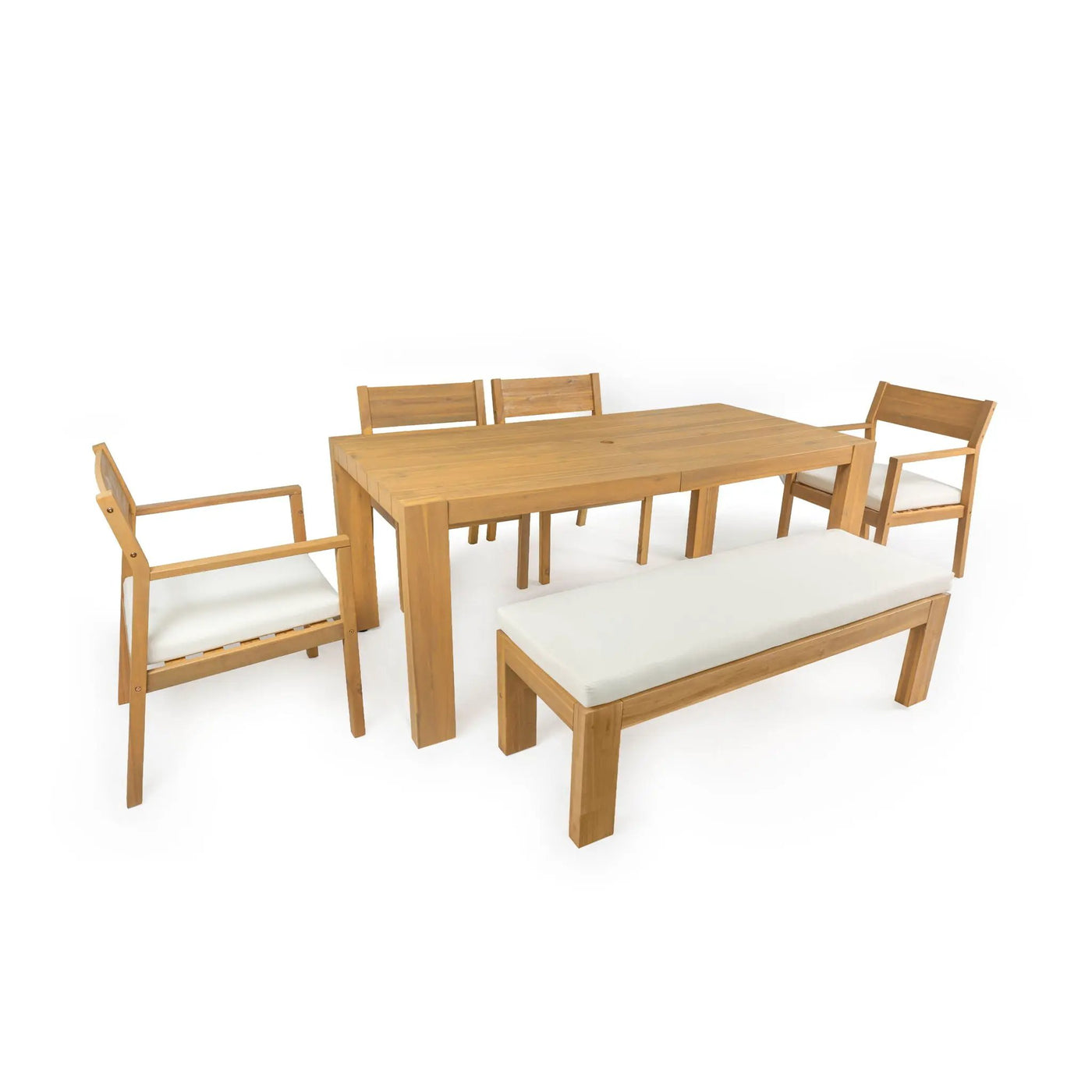 Outdoor Dining Set Rectangular Table With Umbrella Hole by HouseOfZazla