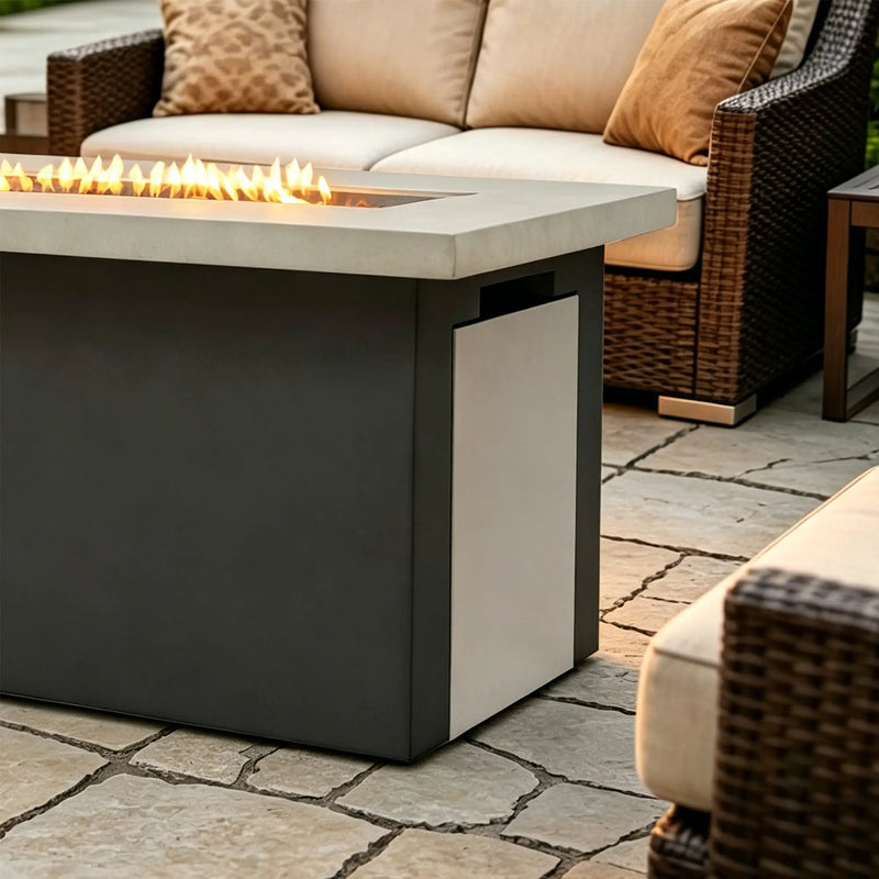 Outdoor 60-Inch Rectangular Dark Grey Concrete Fire Pit Table by HouseOfZazla