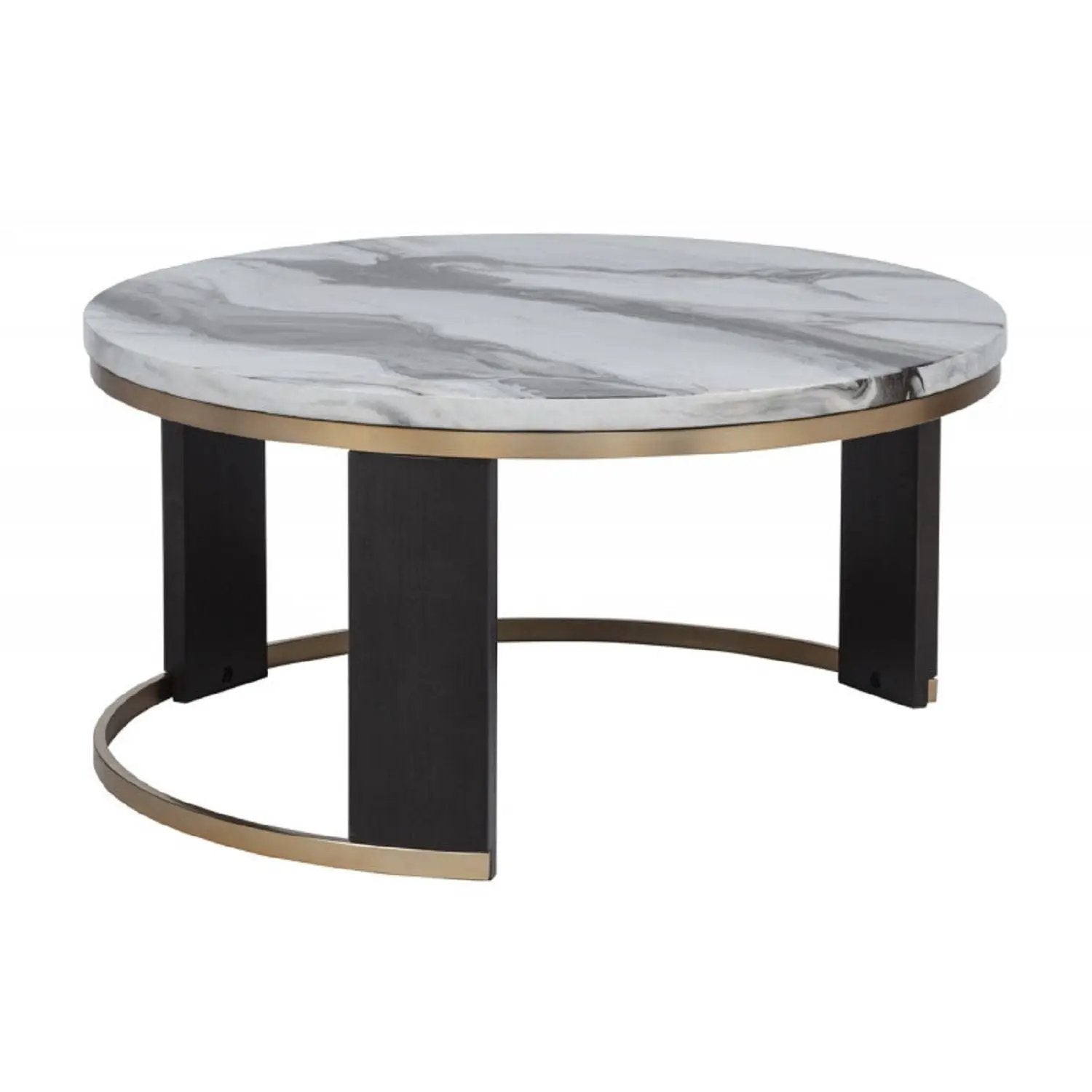 Nesting Round Coffee Table With Ottoman (Set of 2) - Gold / Brown by Unique Piece Furniture