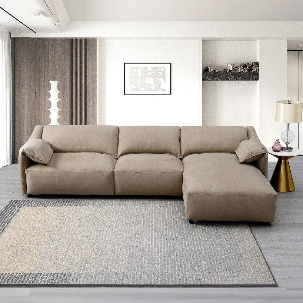 Veata - Sectional Sofa - Light Brown Suede by Unique Piece Furniture