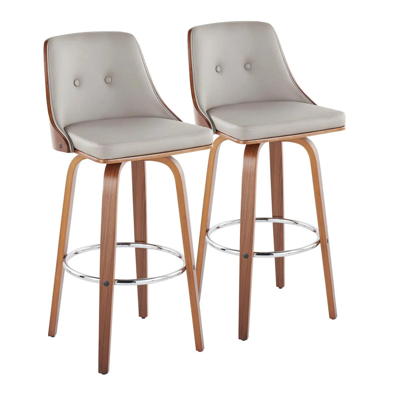 Gianna - Mid Century Modern Fixed Height Barstool With Swivel With Round Footrest (Set of 2) by Unique Piece Furniture