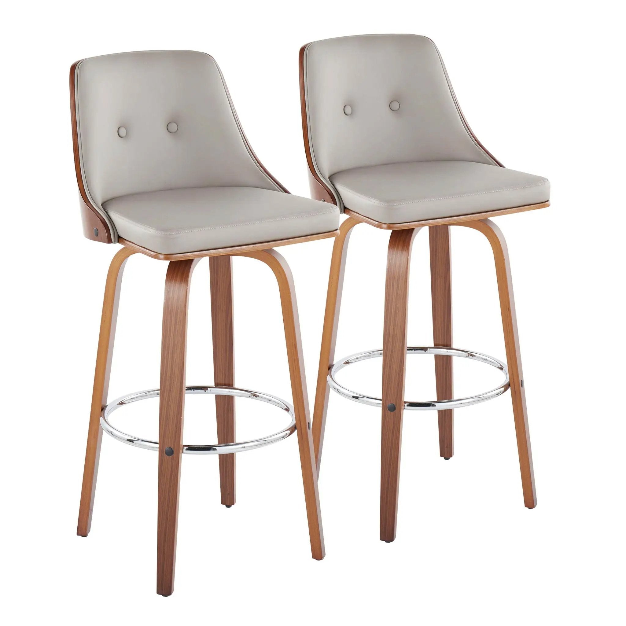Gianna - Mid Century Modern Fixed Height Barstool With Swivel With Round Footrest (Set of 2) by HouseOfZazla