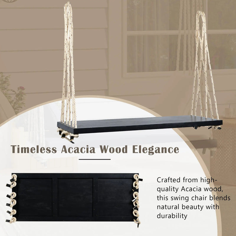Patio Wooden Swing Chair Hanging Porch Swing Bench by HouseOfZazla