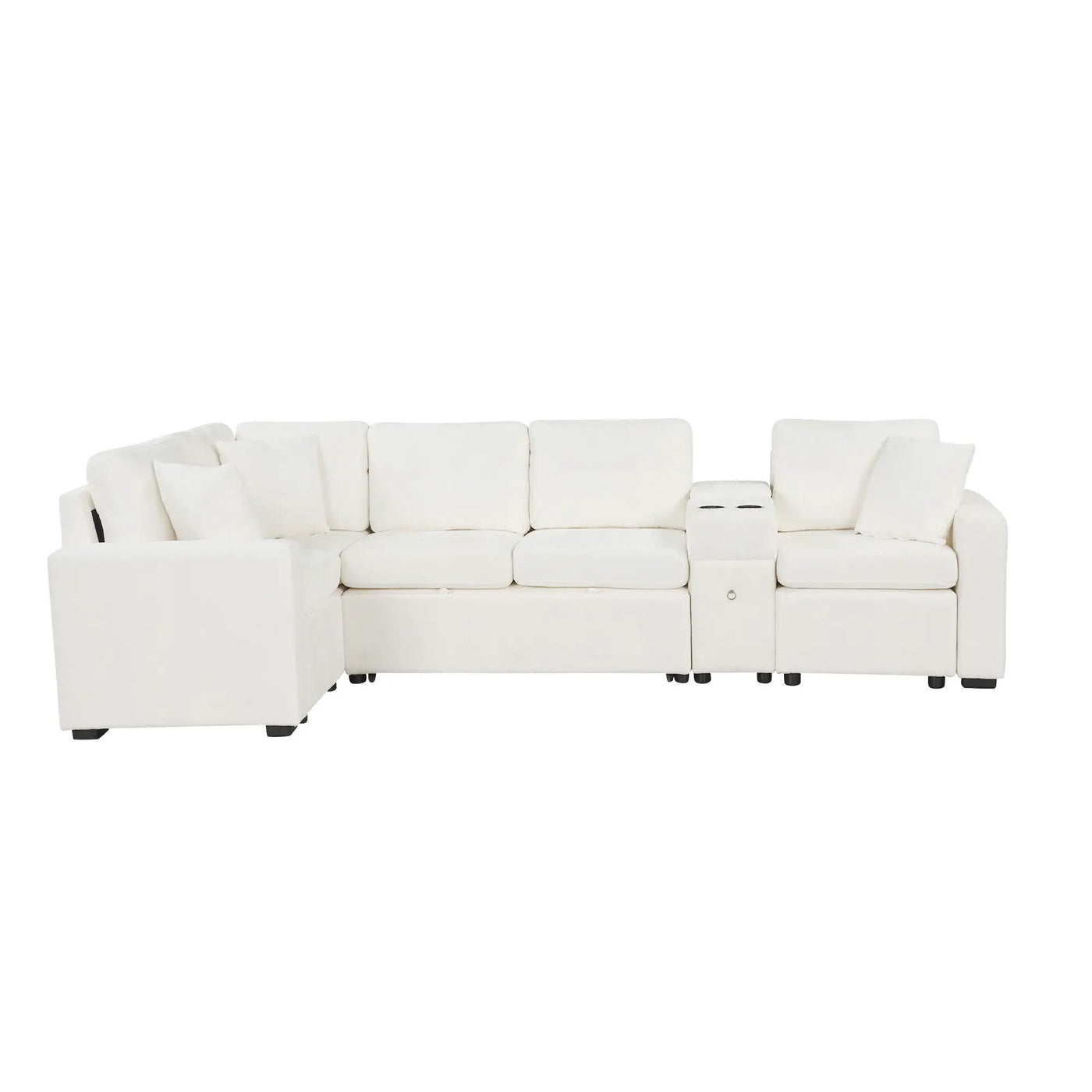 Modular L-Shaped Sectional Sofa Bed With Pull-Out Sleeper, Cup Holders, And Storage by Unique Piece Furniture