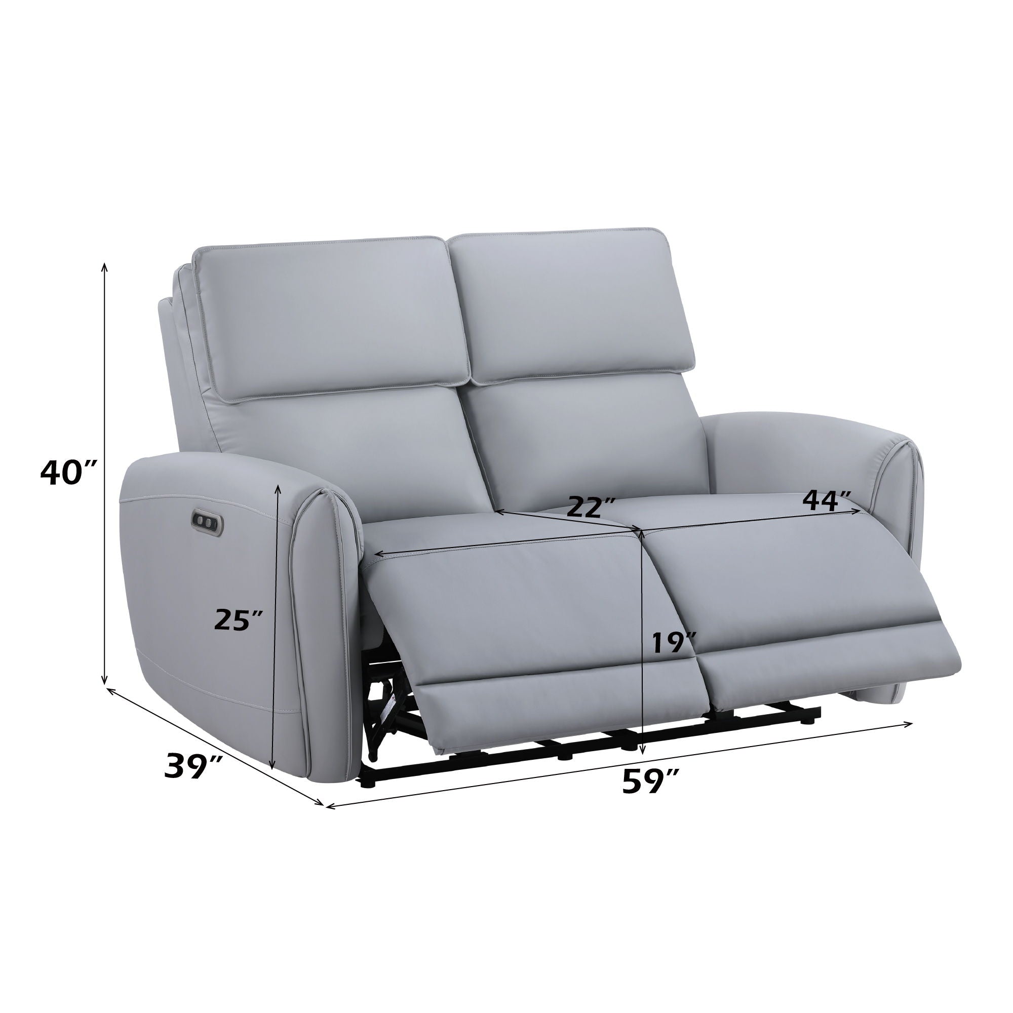 Jeromie - Power Motion Loveseat With USB Port - Gray by HouseOfZazla