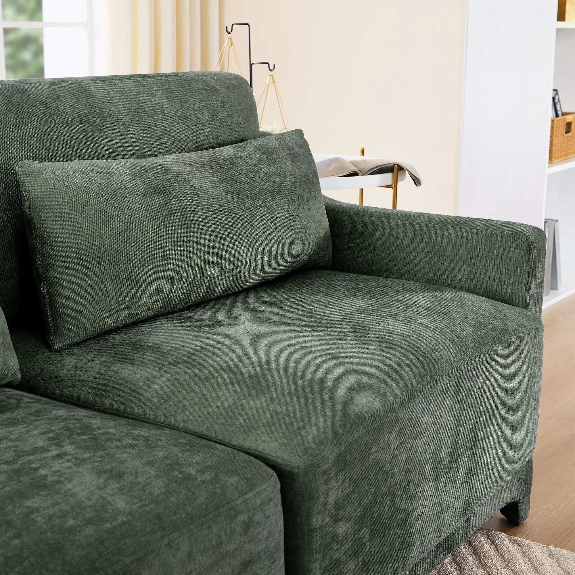 Stylish Sofa With Ottoman And Lumbar Pillows, Ergonomic Design by HouseOfZazla