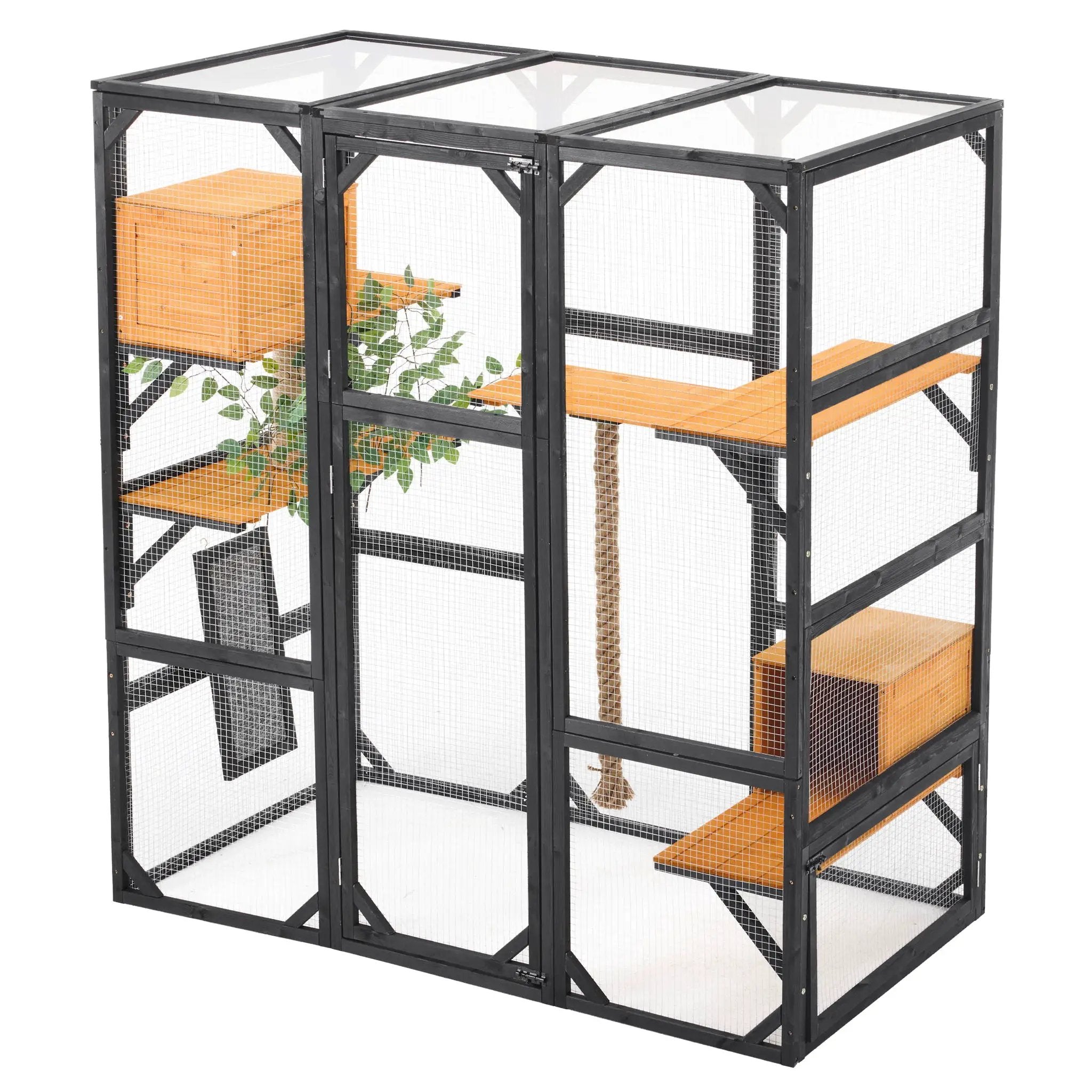 Outdoor Cat House, Diy Cat Enclosure Catio With Double Enter Doors by HouseOfZazla