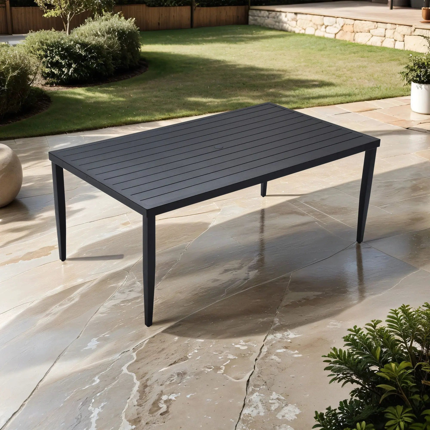 Outdoor Patio Dining Table With Tapered Feet & Umbrella Hole by HouseOfZazla